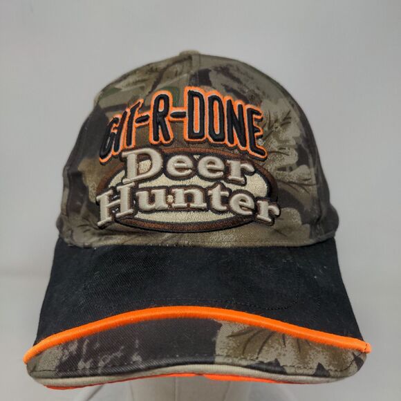 Git-R-Done Deer Hunter Strapback Hat Camouflage One Size Embroidered Rope Cotton - Picture 2 of 8